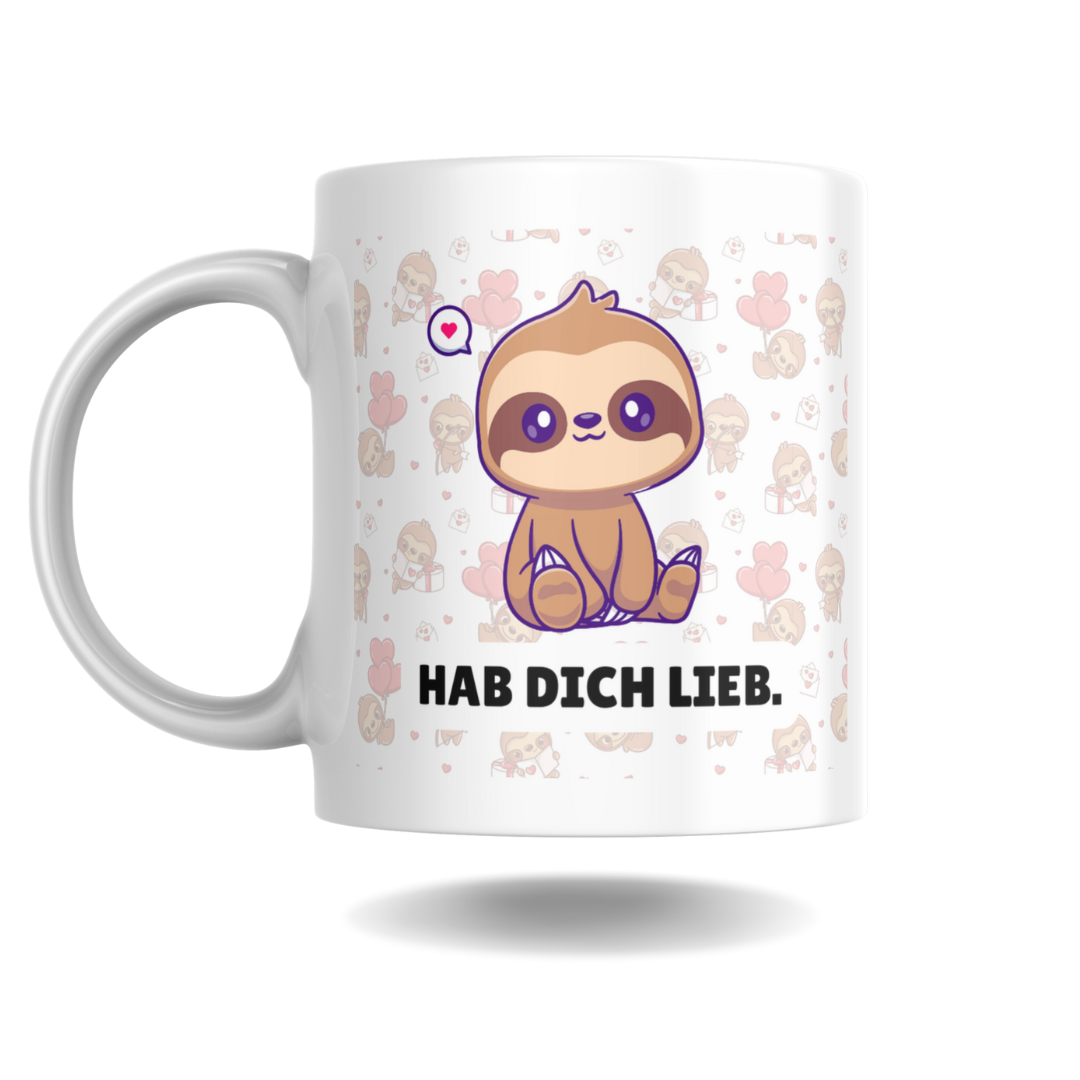 Keramiktasse Faultier "Hab dich lieb" 300 ml