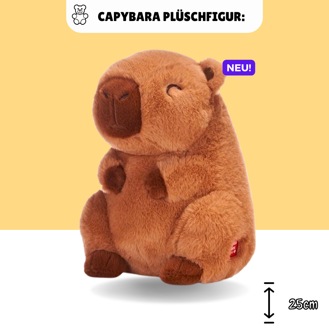 Darstellung Capybara Kuscheltier mit Größenangabe von 25cm